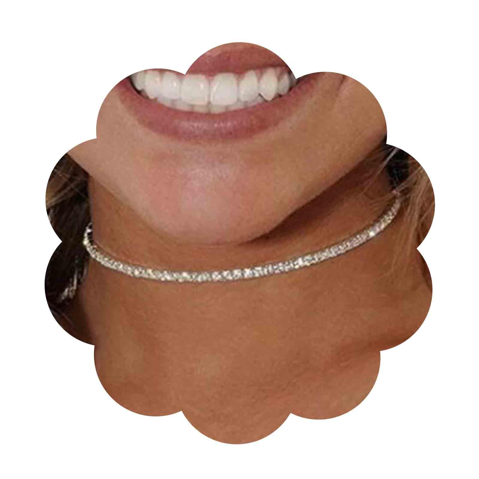 AneneiceeraSimple Full Rhinestone Choker Boho Gold CZ Choker Rhinestone Necklaces Adjustable Crystal Chain Jewelry Wedding Accessories Wonderful Gift in Birthday Party for Women and Girls