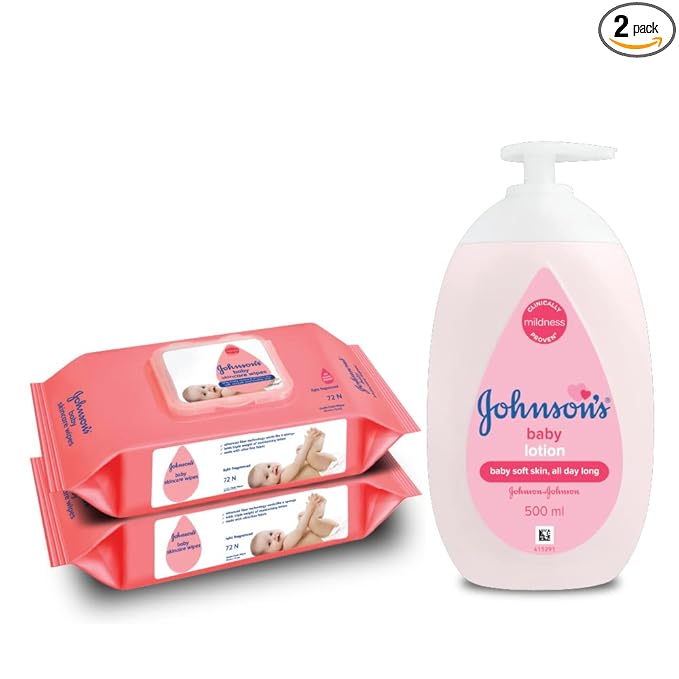 Johnsons Baby Skincare Wipes with Lid, 144s +Johnsons Baby Lotion 500ml at Rs. 391