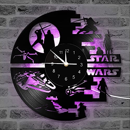 LED Vinyl Record Wall Clock LED Wall Clock LED Night Light Lamp 7 Colors Change with Remote Controller 12 inch Home Decor Wall Art