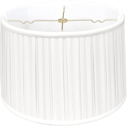 Royal Designs - Pantalla de lámpara básica plisada de tambor poco profundo, color blanco, 17 x 18 x 11.5 pulgadas (BS-748-18WH)