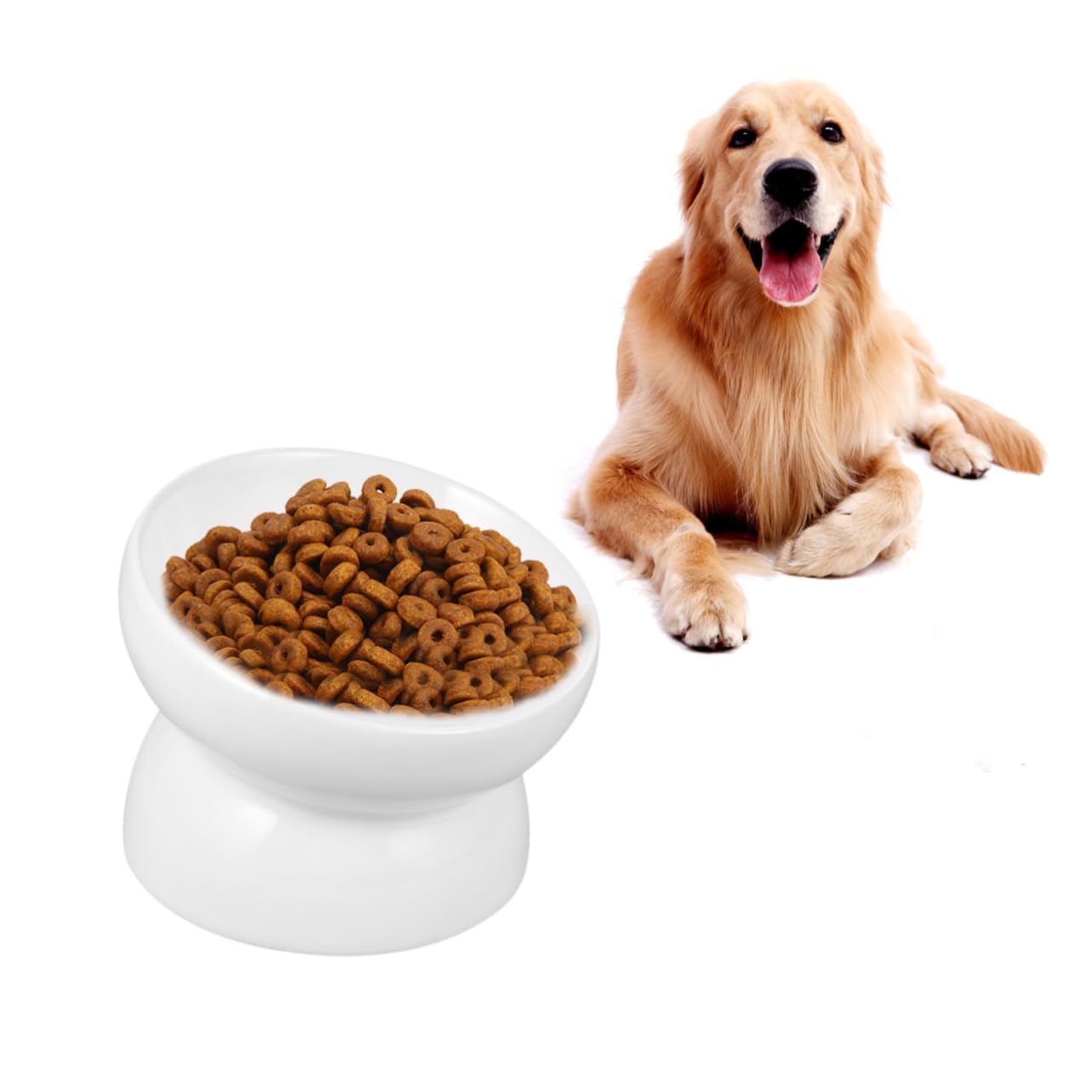 Keramiknapf Weiß und Schräger Hohen für Füßen Öffnung Hunde | Leicht zu Tragen, Kreative Form für Reisen, Kippen und Bruch, für Hund und Welpe