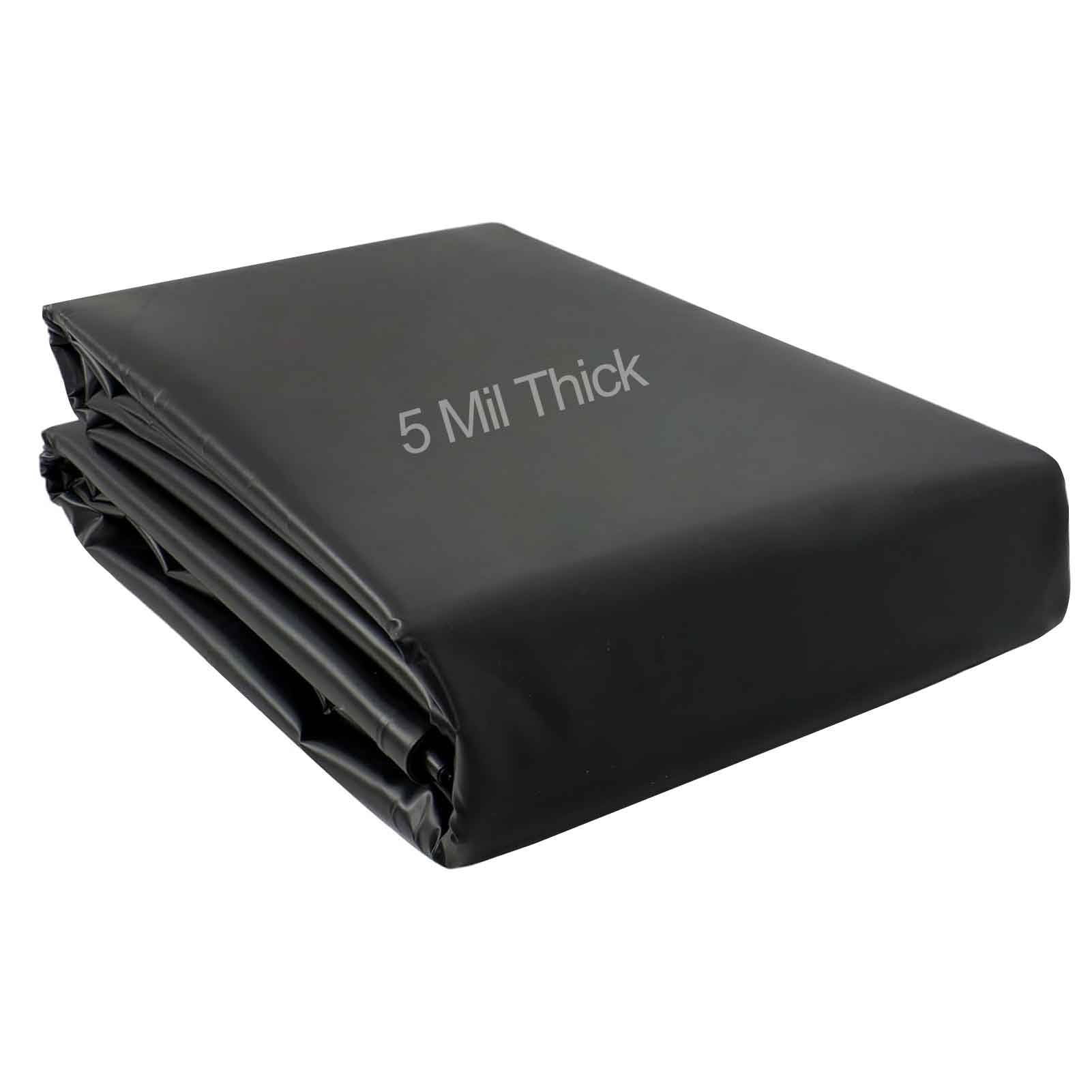 DMCHENGMA Pond Liner 7x10m(23x32.8ft)/8x12m(26.2x39.3ft)/10x15m(32.8x49.2ft) 5 Mil (0.13mm) Thick HDPE UV Resistant Black Waterproof Membrane for Outdoor Fish Ponds(5x12m(16.4x39.3ft))