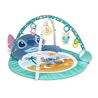 Bright Starts Disney Baby Stitch Party in Paradise Play Gym & Mat, Includes 5 Take Along Toys with Removable Stich Plush, Ages 0M+