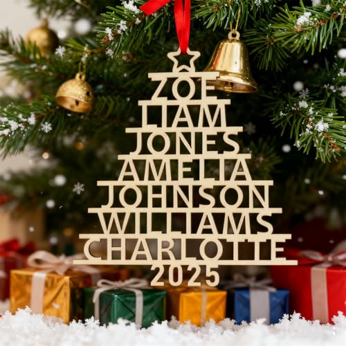 Image of Personalized Christmas Ornaments, Family Tree Ornament Personalized, Up to 7 Names, Custom Christmas Ornamen