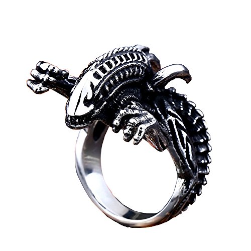 ZMY Mens Fashion Jewelry Rings, New Alien Design 316L Stainless Steel Ring for Men (9)