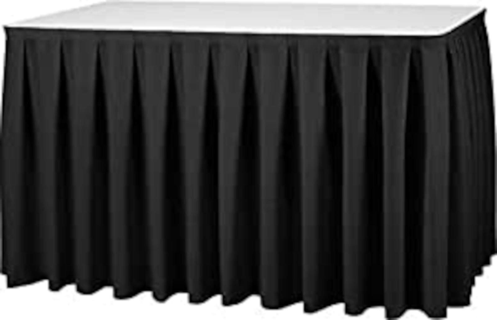 Skirting Excellent Tischrock mit Kellerfalte versch. Farben und Größen für Tische, Büffet (Schwarz, 580 x 73 cm)