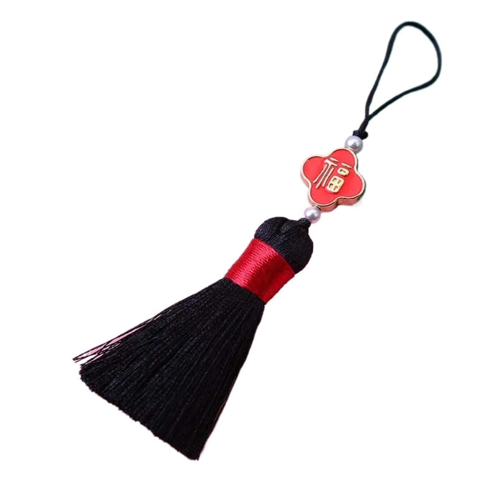 Tassel Craft Floss, Silk Tassel Craft Decor Chinese Knot Fringe Bookmarks Pendant(Black,10pcs)