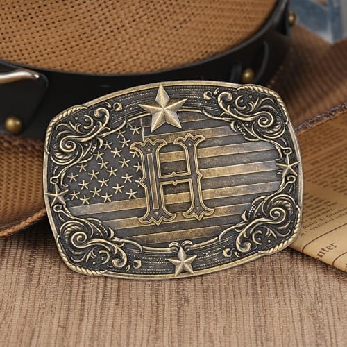 Image of Western Belt Buckle for Men Women Initial Letter A to Z Cowboy Belt Buckle Texas Buckle hebillas vaqueras para hombre