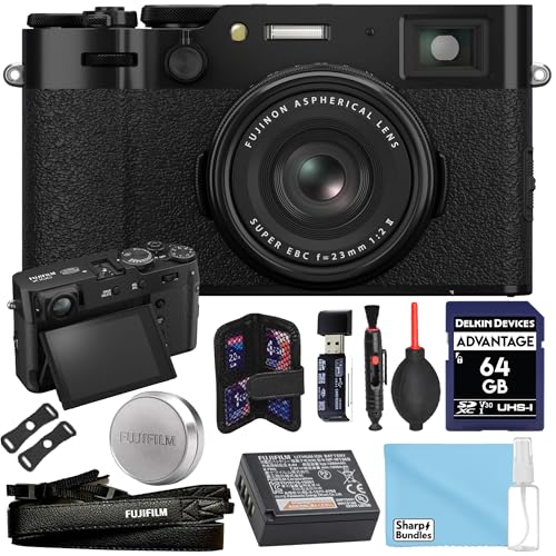 Fujifilm X100VI Digital Camera (Black) Premium Creator Bundle + 64GB SD Card + USB Reader + Cleaning Kit + Strap + Lens Cap + Air Blower