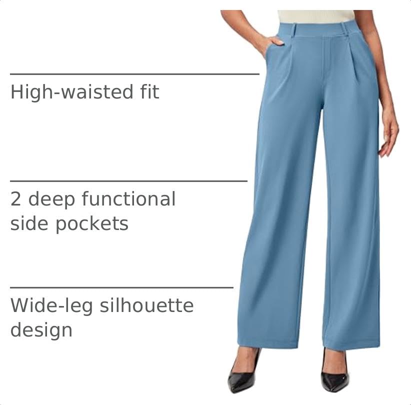 Image of IUGA Dress Pants Women Stretchy Wide Leg Work Pants Business Casual Outfits