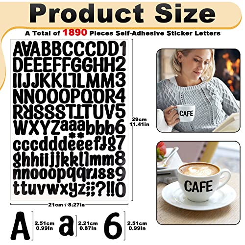 Image of 15 Sheets Letter Stickers, 1890 Alphabets Stickers Self-Adhesive Sticker Letters, Black Vinyl Letter Stickers, Mailbox Numbers Sticker DIY Crafts Art Making for Signs Window Addresses Cars Business