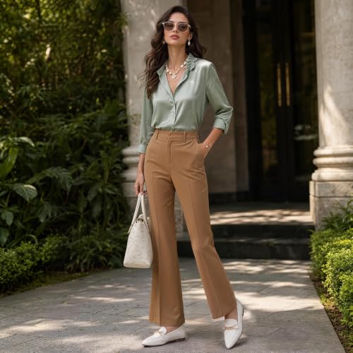 Image of Tilocow Metal Chain Loafers for Women Pointed Toe Slip on Flats Comfortable Fashion Work Shoes