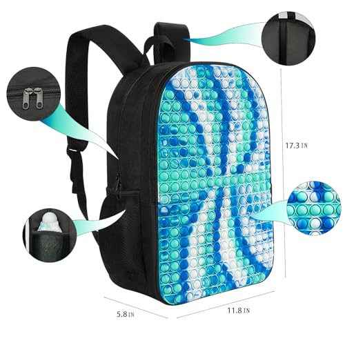 Kids Backpack Pop it Fidget Toys Backpack School Book Bag for 4-12 Year Old Boys and Girls Back to School Dual Compartments with Adjustable Straps Kids Holiday Gift Large 17"2