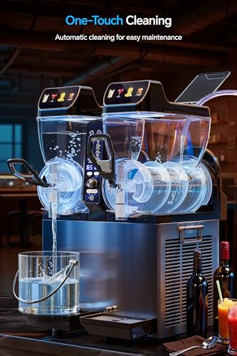 Image of 30L Commercial Slushie Machine, 2-Tank Frozen Drink Maker for Margarita | Slushie Machine Wine Frappe, 8 Gal LED Stand-up Slush Dispenser Bar Restaurant Party 1000W Fast Cool Auto Clean ETL Listed