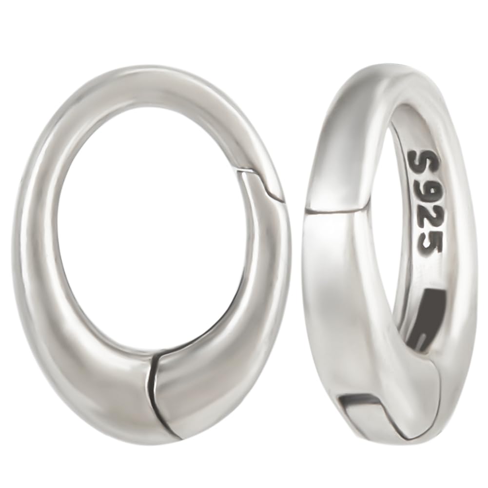Beebeecraft 2Pcs 925 Sterling Silver Spring Gate Rings Round Metal Trigger Spring O Rings with Storage Box for Jewelry Handmade Crafts