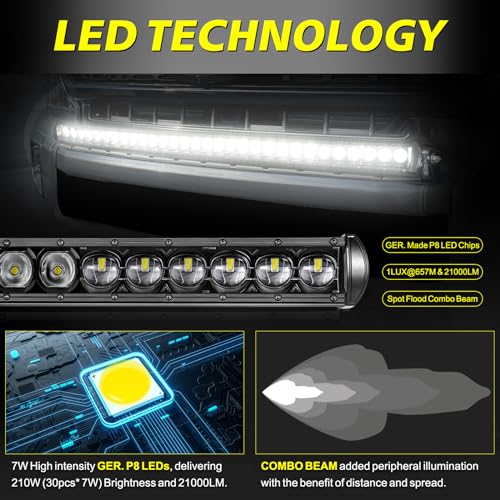 Image of 40 inch 21000LM Single Row Curved LED Light Bar w /Wiring Kit & Cover