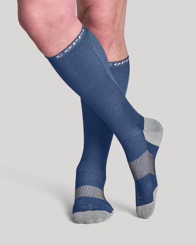 Travel Compression Socks Men's Over-the-Calf – Soothing Compression, Mesh Ventilation, Padding & Copper Znergy Anti-Odor