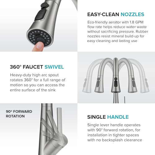 KRAUS Odelia 4-Function Single Handle Pull Down Kitchen Faucet in Chrome with CleanSweep Blade Spray, KPF-3220CH - image 7