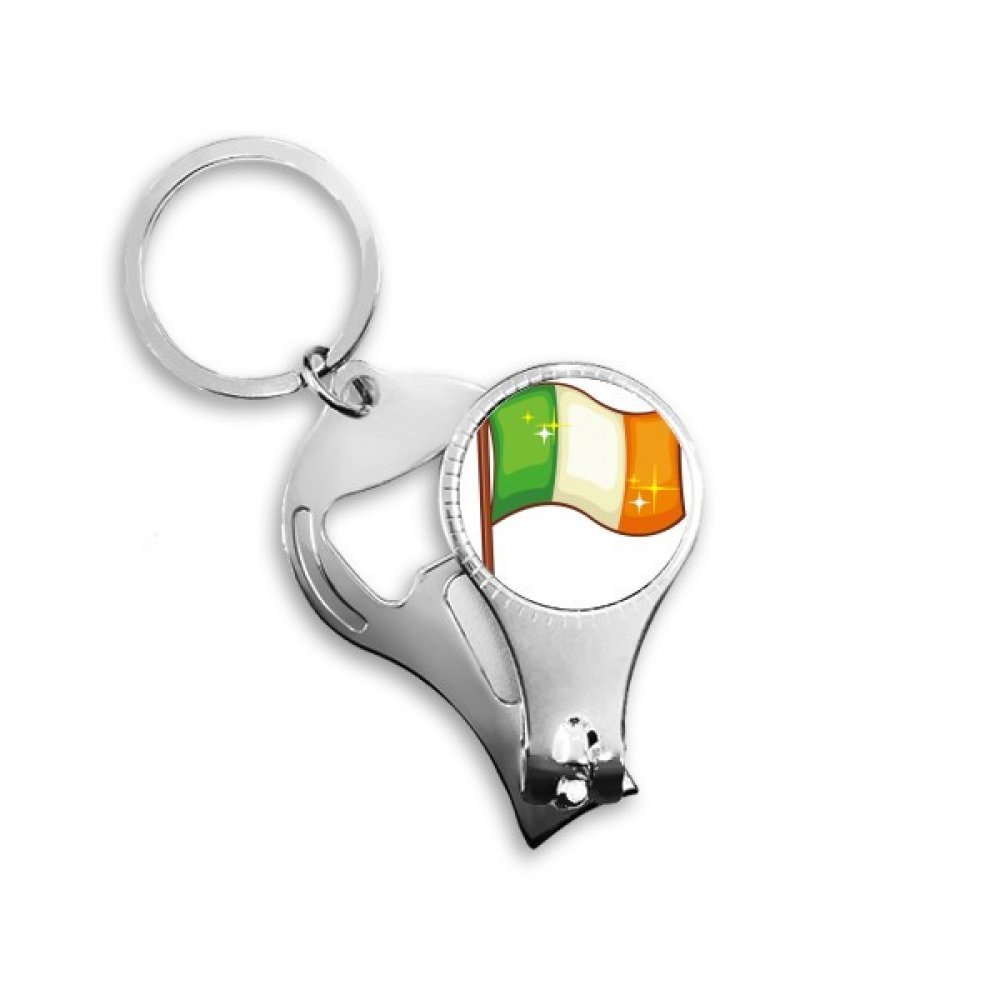 Porte-clés St.Patrick anneau métal avec coupe-ongles voiture et décapsuleur Irlande