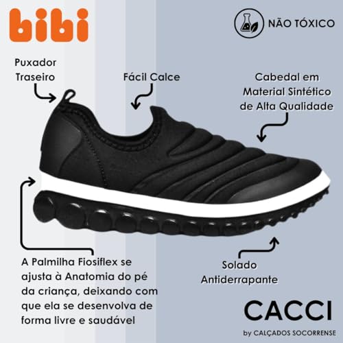 Tênis Infantil Masculino Bibi Roller Menino Preto Escolar Sem Cadarço Confortável (Preto, BR, Crianç