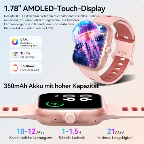 Image of Smart Watch for Men Women (Built-in GPS), Bluetooth Call Smartwatches, AMOLED Display Fitness Tracker with 3ATM Waterproof Pedometer /Calories /Heart Rate /Sleep Monitor for iOS & Android