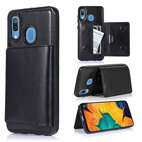 Funda de piel para Samsung Galaxy A20/A30, funda de piel sintética, antigolpes, con tapa para Galaxy A20/A30 Negro 42