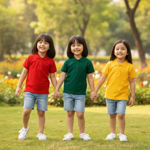 Image of Girls Cotton Polo Tshirts Short Sleeve
