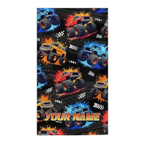 GiftoFLUX Personalized Beach Towel with Name - Custom Sand Free Microfiber Truck Towel for Boys Kids Adults Quick Dry Absorbent Beach Accessories 2 Sizes