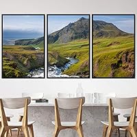 3 Piece Framed Canvas Wall Art Valley Rivers Canvas Prints Home Artwork Decoration for Living Room,Bedroom - 16