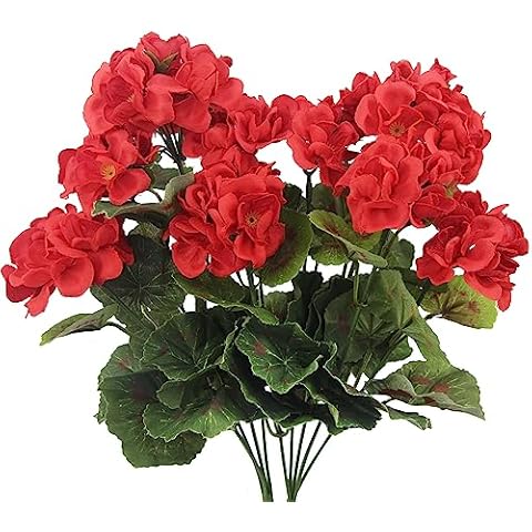 CISDUEO Artificial Red Geraniums Cover