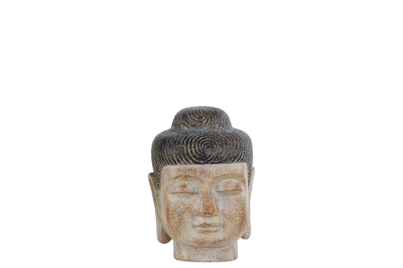 Cabeza de Buda marrón decorativa de polirresina para interiores