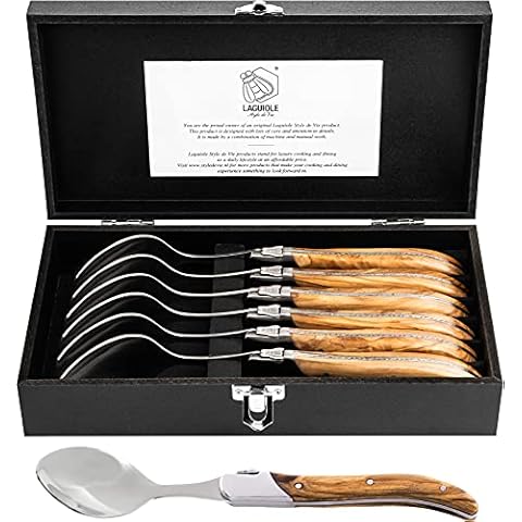 Cucharas de sopa Laguiole Style de Vie Luxury Line con mango de madera de olivo Cover