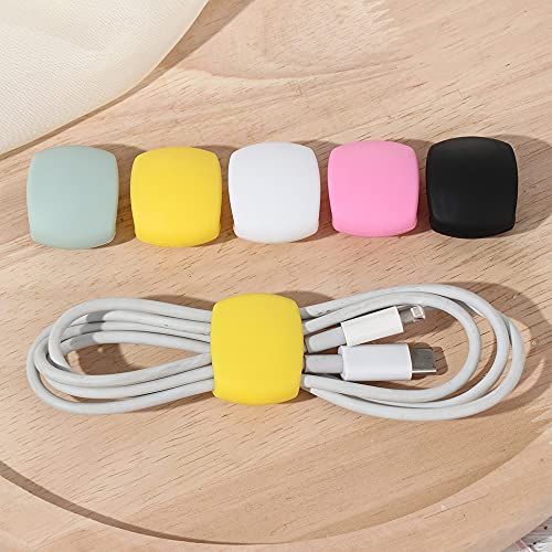 gofidin 10Pcs Colorful Silicone Cable Winder Portable Travel USB Charger Holder Multifunction Desk Organizer Clamp Wire Cord Management Home Desktop Decoration