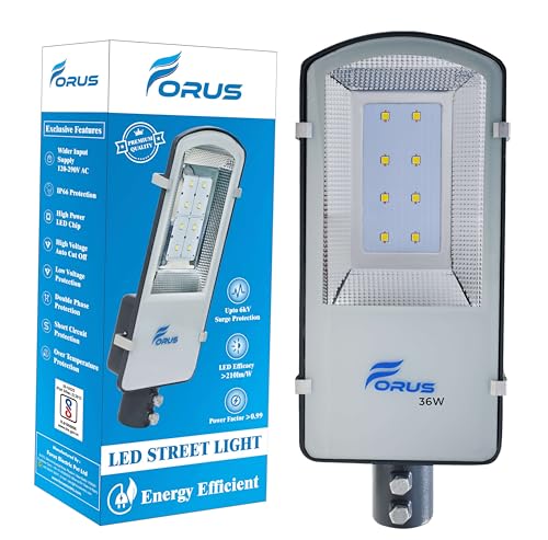 Image of Forus 36W Outdoor LED Street Light | Waterproof Yellow Lighting for Road, Parking & Home | Energy-Efficient High-Brightness Exterior Lamp | 5-Year Warranty | 1 Pc