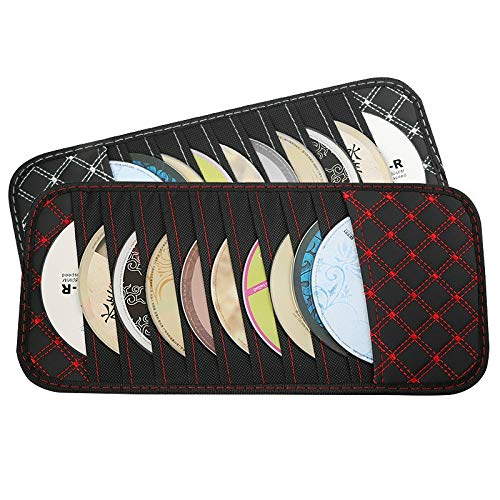 miscellaneous DVD Storage Case Car Sun Visor CD Disc Holder CD DVD Storage Pouch Bag Vehicle Organizer Auto Interior Accessories (Color : Black+Red)