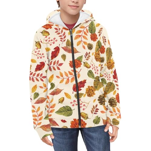 Image of Coloranimal Unisex Girls Boys Long Sleeve Casual Hoodies & Sweatshirts Tops Kids Zip Up Jacket Coat Age 6-16 Year