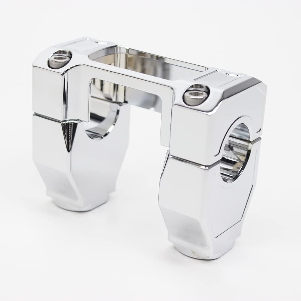 POWER JAMES Chrome 1.25” 1 1/4 Inch Straight Handlebar Risers Kit with Gauge Cutout Clamp Cover for Harley 2018 19 20 21 22 23 Breakout FXBR/S