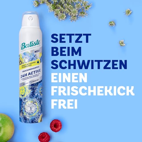 Batiste Trockenshampoo 24H Active 200ml, ohne Ausspülen, Haarpflege Spray mit belebendem Duft, Sweat Activated Technologie, vegan & unsichtbar, von Batiste Hair Care