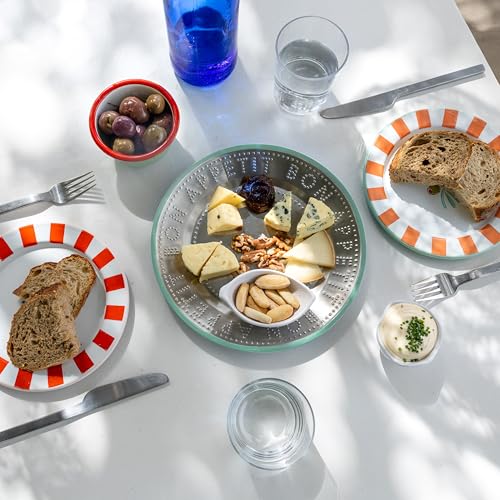 Talking Tables Handgefertigter Edelstahlteller mit grünem Emaille-Rand, langlebige Beilage, leicht, für den täglichen Gebrauch drinnen oder draußen, Essen, Picknick, Camping, Grillen, Sommergeschirr,