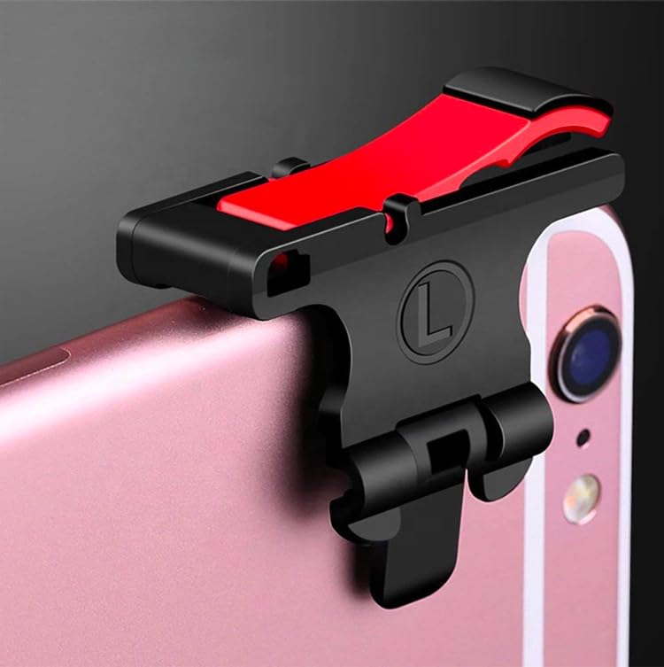 Image of Mobile Gaming Triggers and Finger Sleeves Set, Precision Control for Smartphones, Black and Red, Enhanced Control with Heat Dissipation Premium PUBG Mobile Gaming Trigger