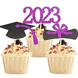 YuBoBo 2023 Graduation Cupcake Toppers, 48 PCS Food/Appetizer Picks For Graduation Party Mini Cake D