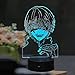 Ken Kaneki Lampada 3D per camera da letto, luce notturna colorata da tavolo, lampada da scrivania per bambini, giocattolo di Natale