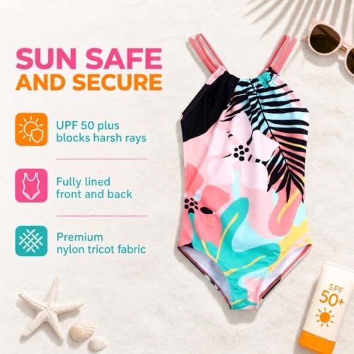 Image of Kanu Surf Girls Jasmine Beach Sport Halter One Piece Swimsuit