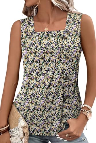 KISSMODA Womens Boho Tops for Summer Sleeveless Tanks Loose Fit Casual Blouse Daily Shirts for Leggings (S-3XL)