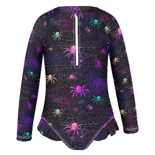 Rainbow Gothic Spiders Girls Long Sleeve Swimsuit UPF 50+ Rashguard Swimwear One Piece Bathing Suit 212166334