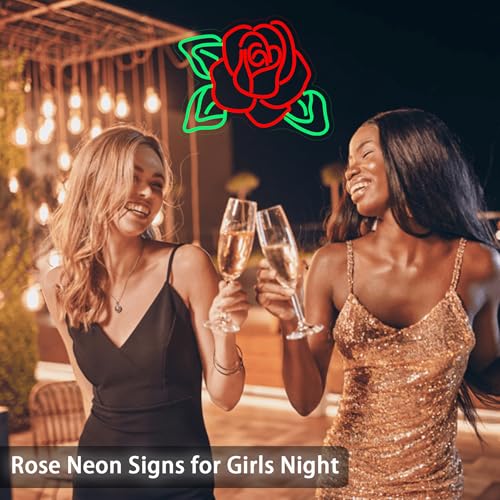 Image of Rose Flower Neon Lights,LED Rose Flower Neon Signs for Wall Decor, Neon Light Sign Neon Room Decor,USB Night Lights for Bedrooms, Shops,Florists, Bars, Parties, Wedding, Holiday Gifts(14.2*10.9in)