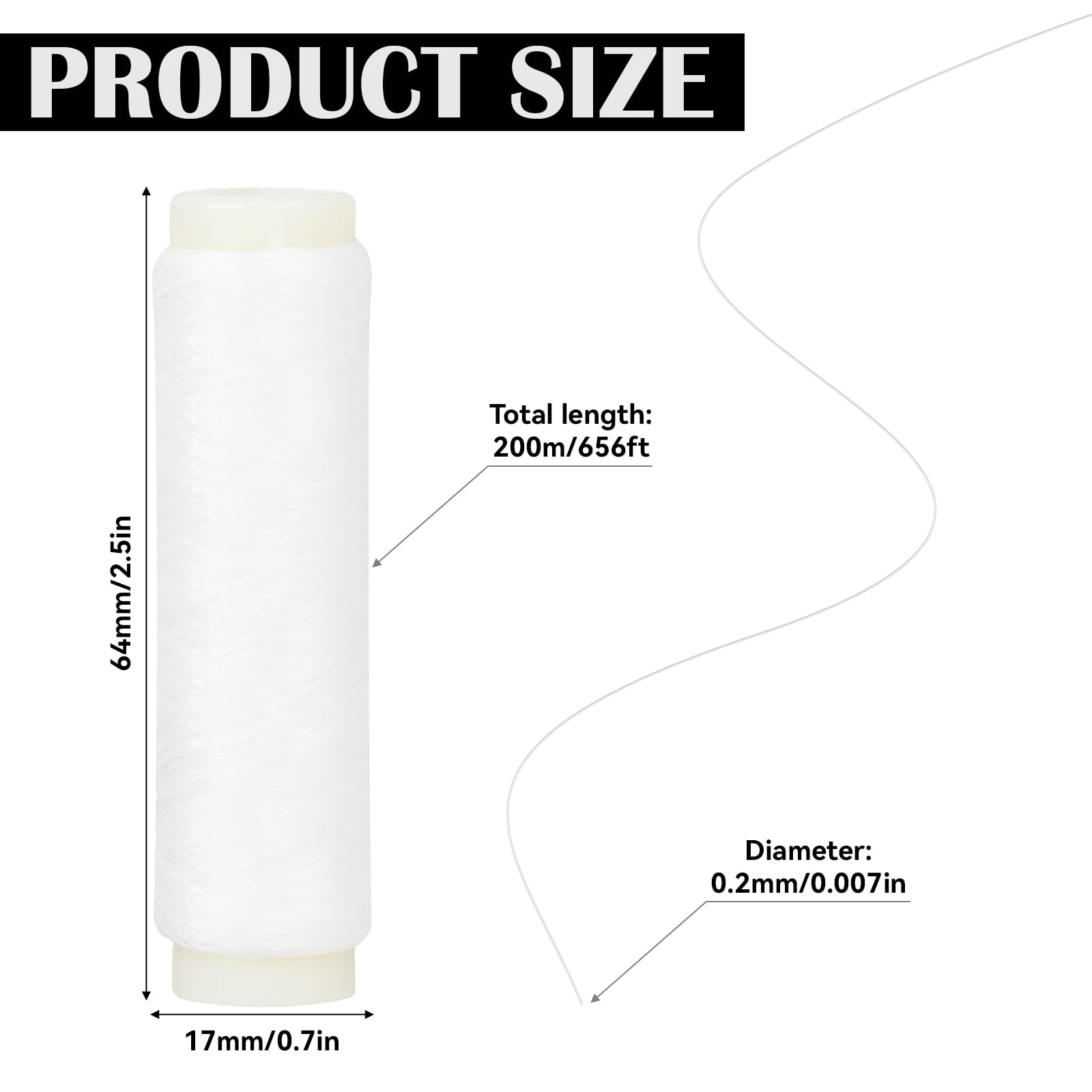 Molain Fil De Pêche élastique Invisible En Nylon – 0,2 Mm – 200 M Par Bobine – Pour Saumon, Esturgeon, Bar