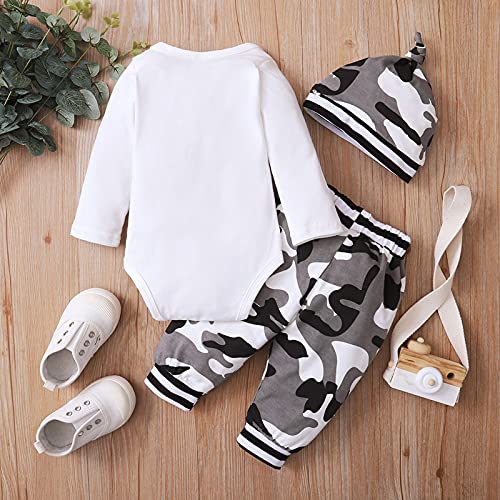 U-Sinmule Pasgeboren Baby Jongens Gentleman Kleding Set Brief Gedrukt Romper + Broek + Hoed Baby Jongens Outfits Set 0-18M - Afbeelding 4