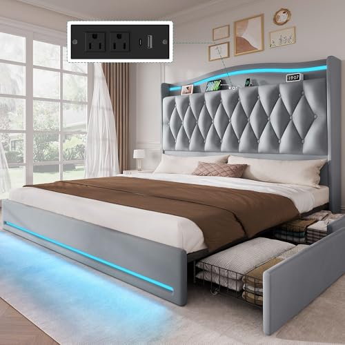 Photo 1 of **BOX 2 ONLY** YITAHOME King Size Bed Frame with 4 Storage Drawers and RGB LED Lights