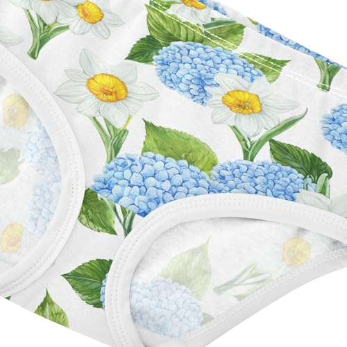 Joisal Cotton Toddler Girls Underwear Art Blue Hydrangeas White Little Girl Panties Animals Undies Kids Briefs 2t4